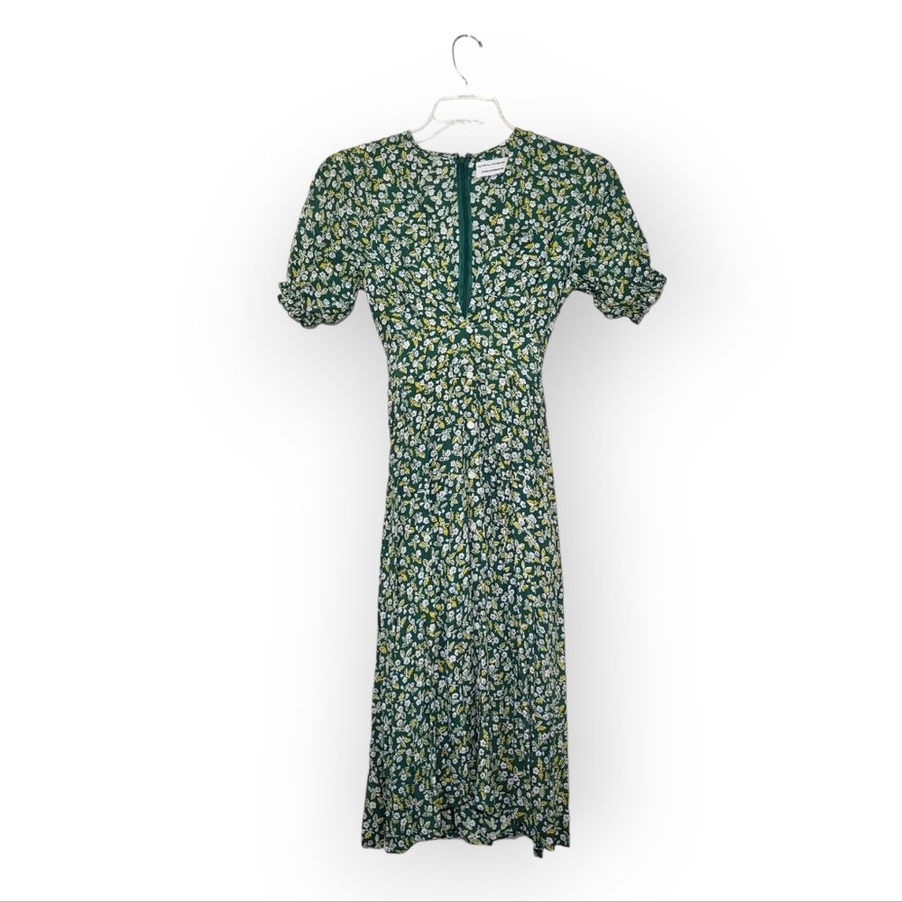 Faithfull The Brand Anthropologie Farah Midi Dress Green Floral 2 - Picture 6 of 13